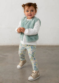 Completo Leggings Gilet Pelo Verde