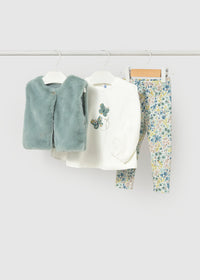 Completo Leggings Gilet Pelo Verde
