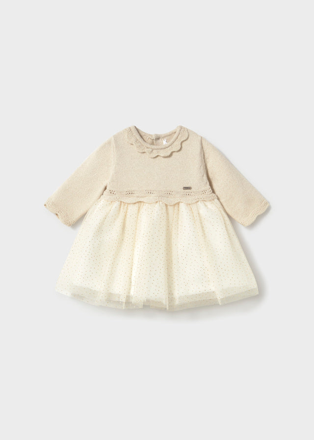 Vestito Tricot E Tulle Champagne