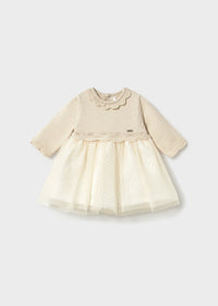 Vestito Tricot E Tulle Champagne