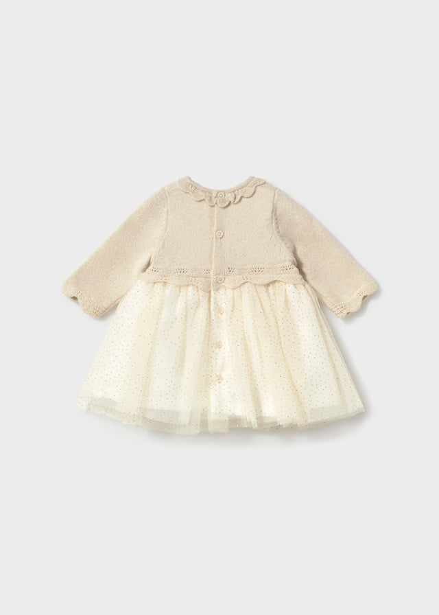 Vestito Tricot E Tulle Champagne