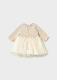 Vestito Tricot E Tulle Champagne