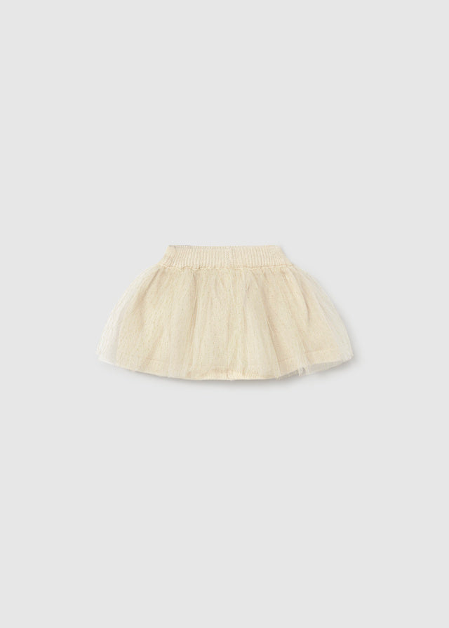 Completo Gonna Tricot E Tulle Champagne
