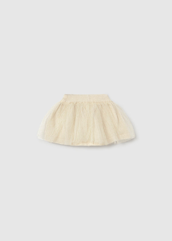 Completo Gonna Tricot E Tulle Champagne