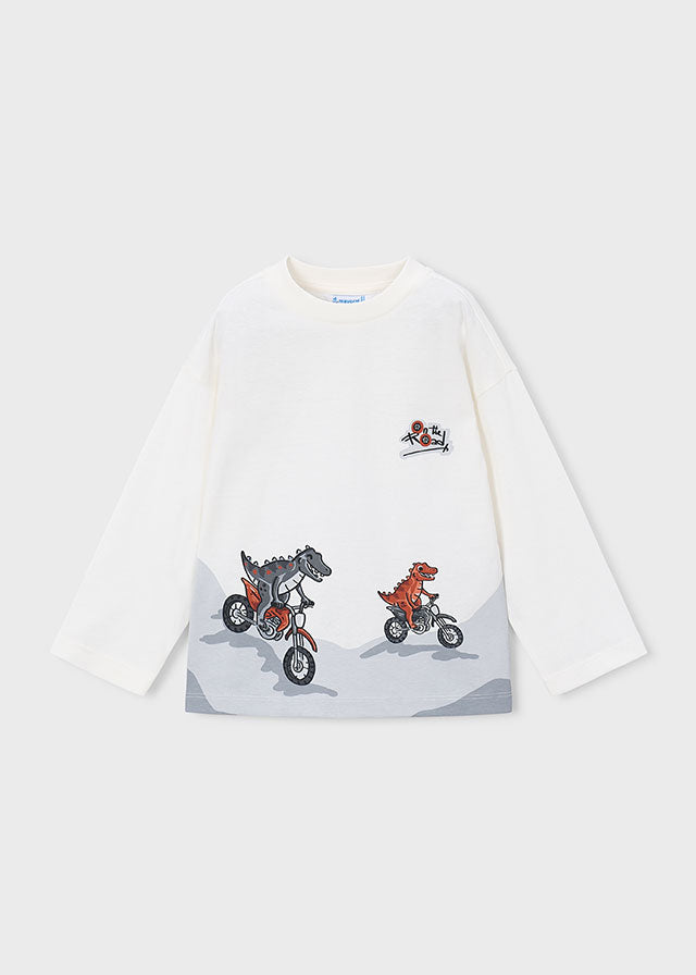 Maglietta Manica Lunga Panna Moto