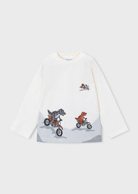 Maglietta Manica Lunga Panna Moto
