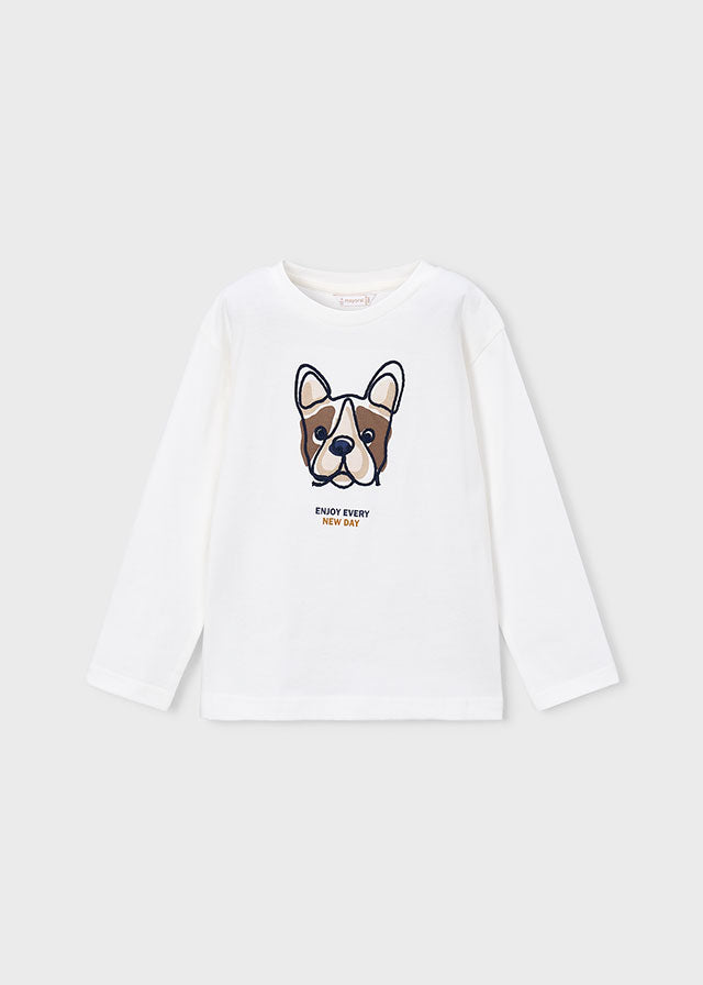 Maglia Manica Lunga Ricamata Panna