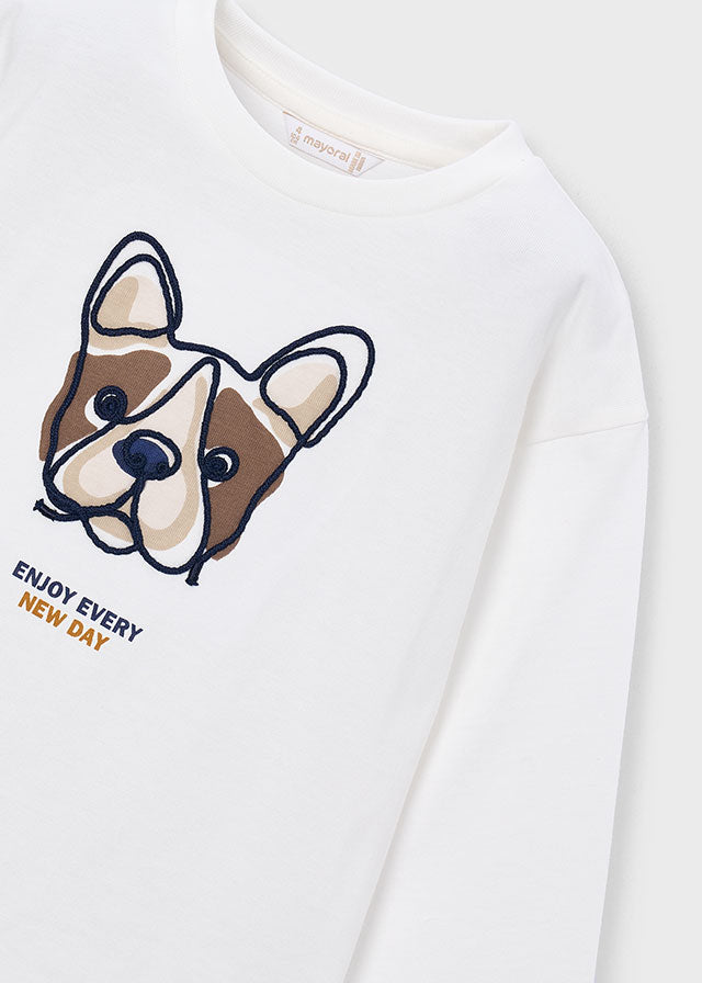 Maglia Manica Lunga Ricamata Panna