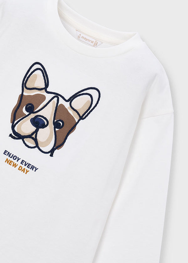 Maglia Manica Lunga Ricamata Panna