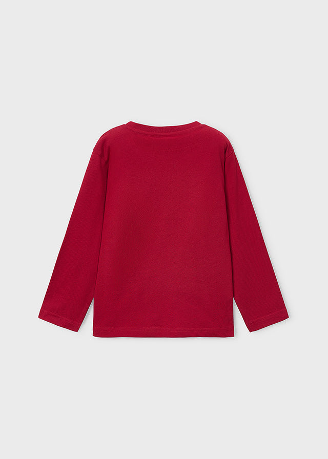 Maglietta Manica Lunga Applicazione Rosso