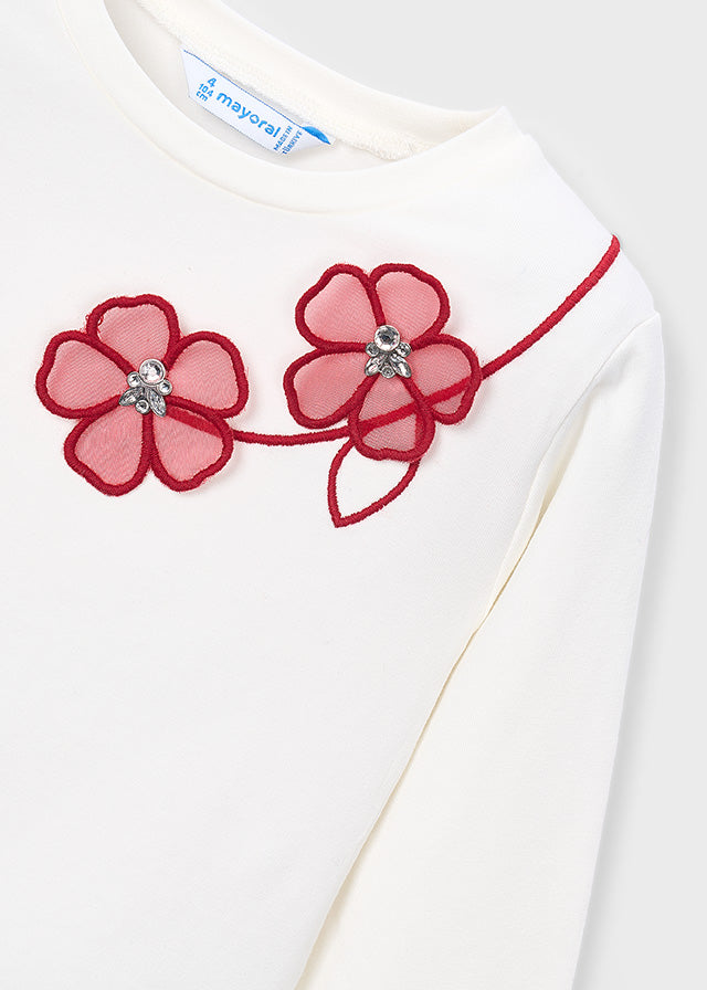 Maglietta Manica Lunga Bianco Rosso