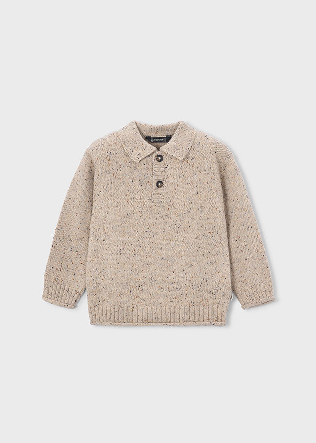 Maglione Polo Pois Tweed Sabbia