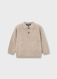Maglione Polo Pois Tweed Sabbia