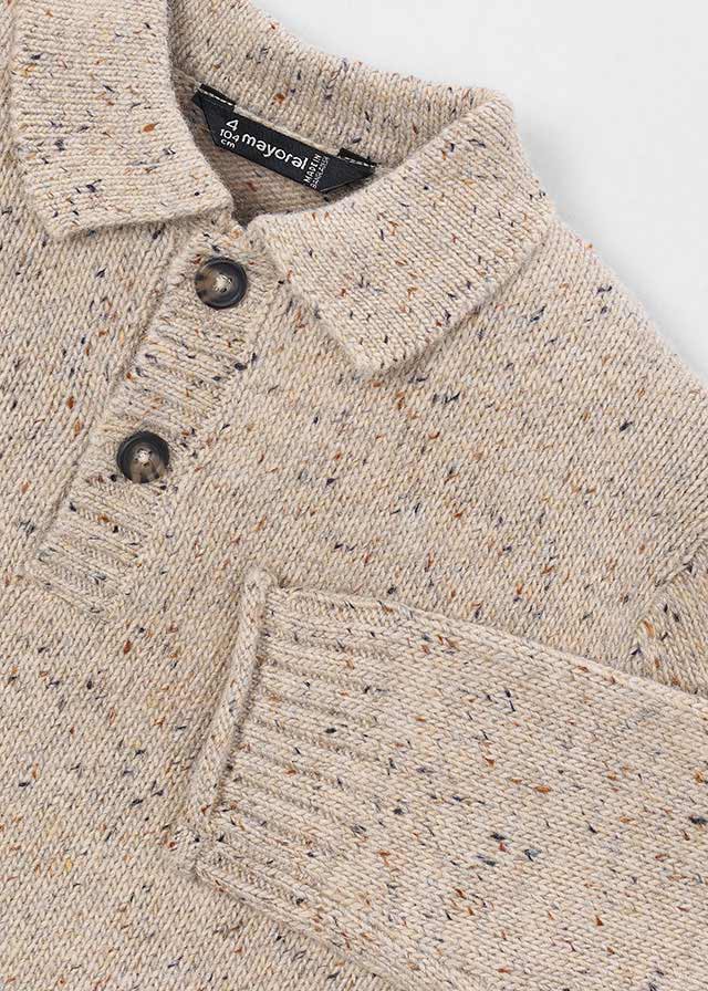 Maglione Polo Pois Tweed Sabbia