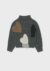 Maglione Intarsi Cuori Acciaio