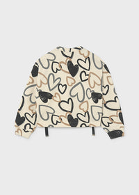 Felpa Stampa Cuori Beige