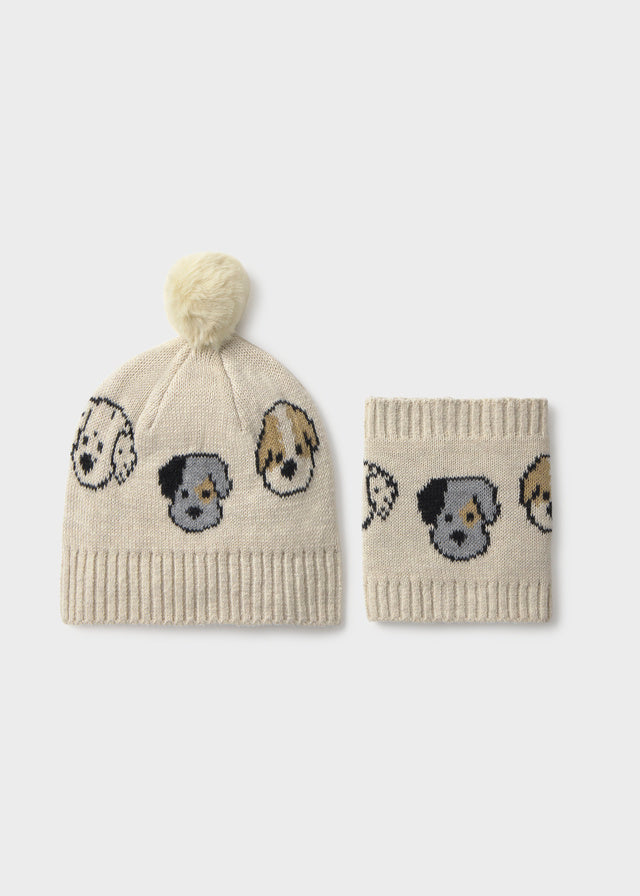 Completo Cappello Collo Beige
