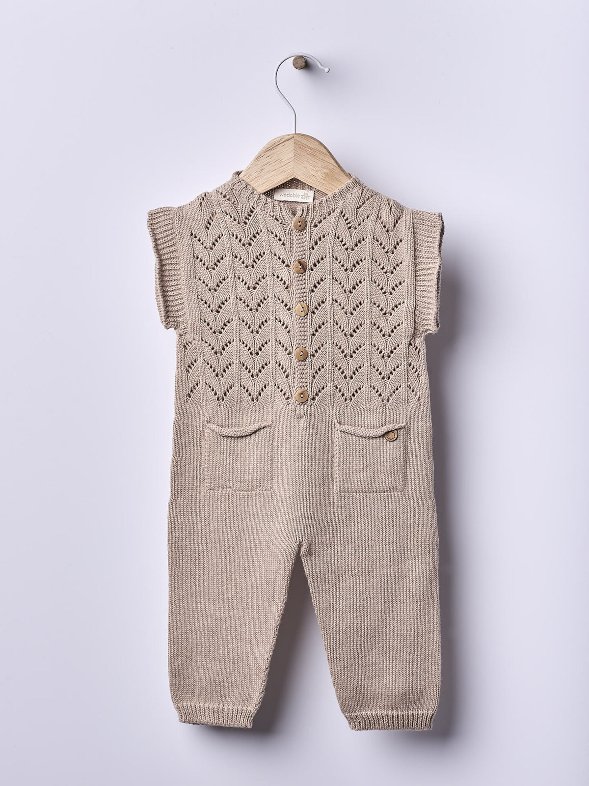 Salopette Beige In Cotone Organico
