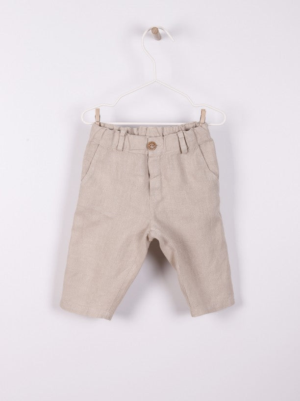 Pantalone Beige In Lino