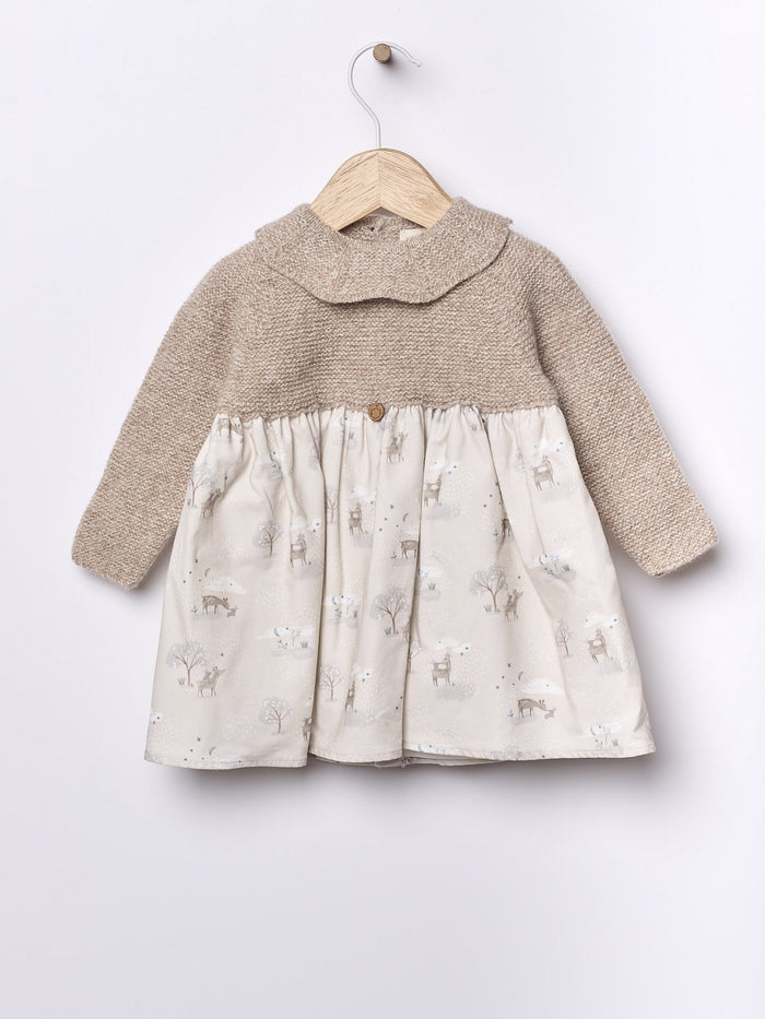 Vestito In Lana Con Fantasia