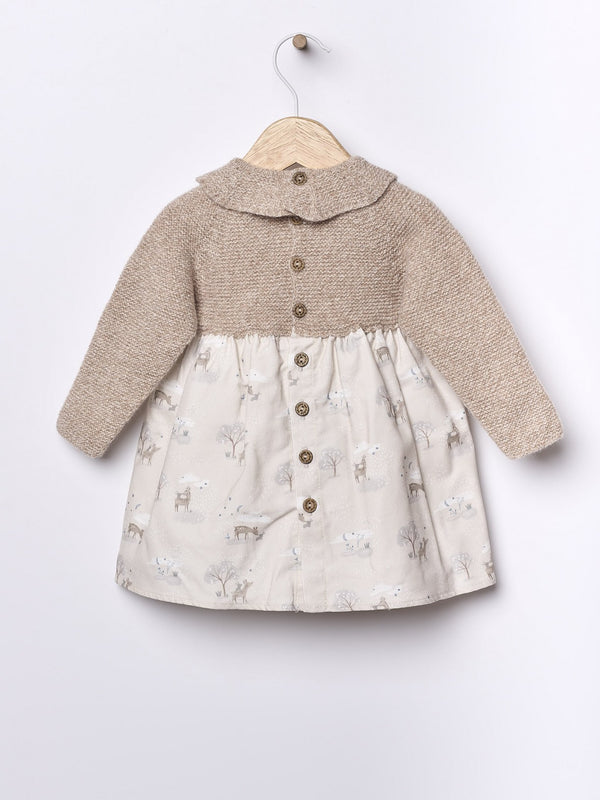 Vestito In Lana Con Fantasia