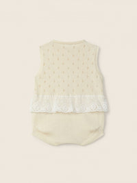Pagliaccetto Corto In Maglia Beige Con Bottoni