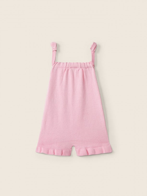 Pagliaccetto In Maglia Rosa Con Spalline A Nodo