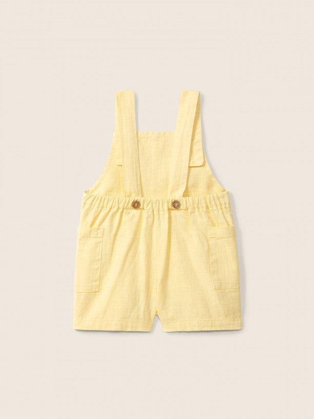 Salopette Corta In Lino E Maglia In Cotone Beige