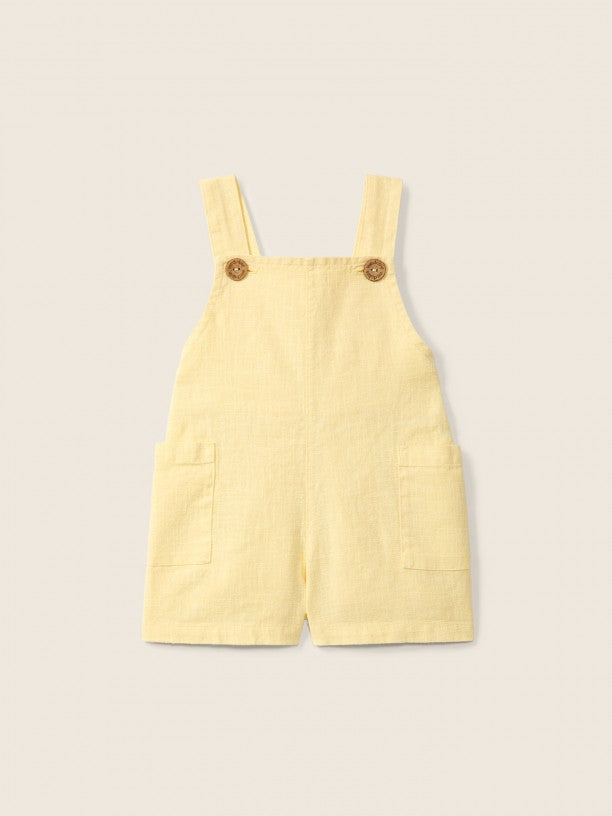 Salopette Corta In Lino E Maglia In Cotone Beige