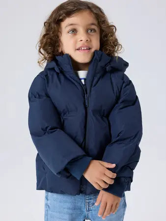 Giacca Imbottita Da Bambina Con Cappuccio Blu Notte