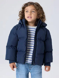 Giacca Imbottita Da Bambina Con Cappuccio Blu Notte