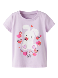 T-Shirt Bambina Lilla Life Is Sweet Con Coniglietto