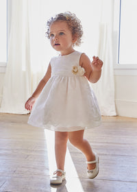 Vestito Organza Bordato Bianco