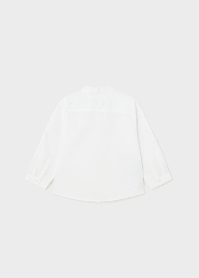 Camicia Bianca in Lino Collo Coreana