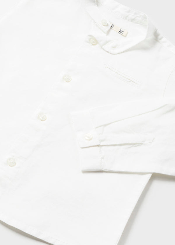 Camicia Bianca in Lino Collo Coreana
