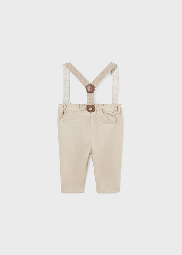 Pantalone Lungo Bretelle Beige