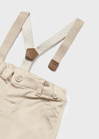 Pantalone Lungo Bretelle Beige