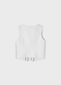 Gilet Bianco Righe in Lino
