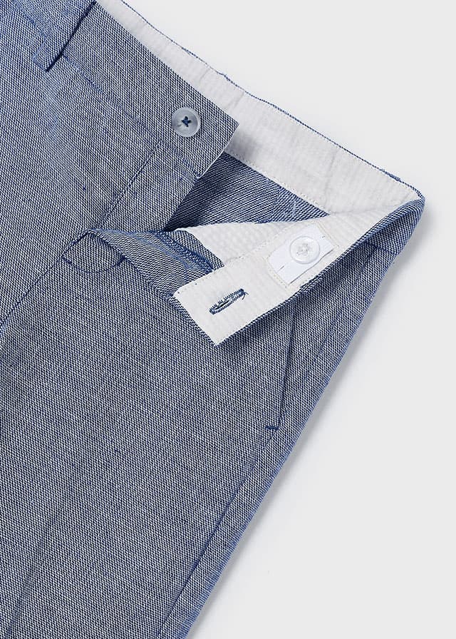 Pantalone Lino Elegante Blu/Ciano