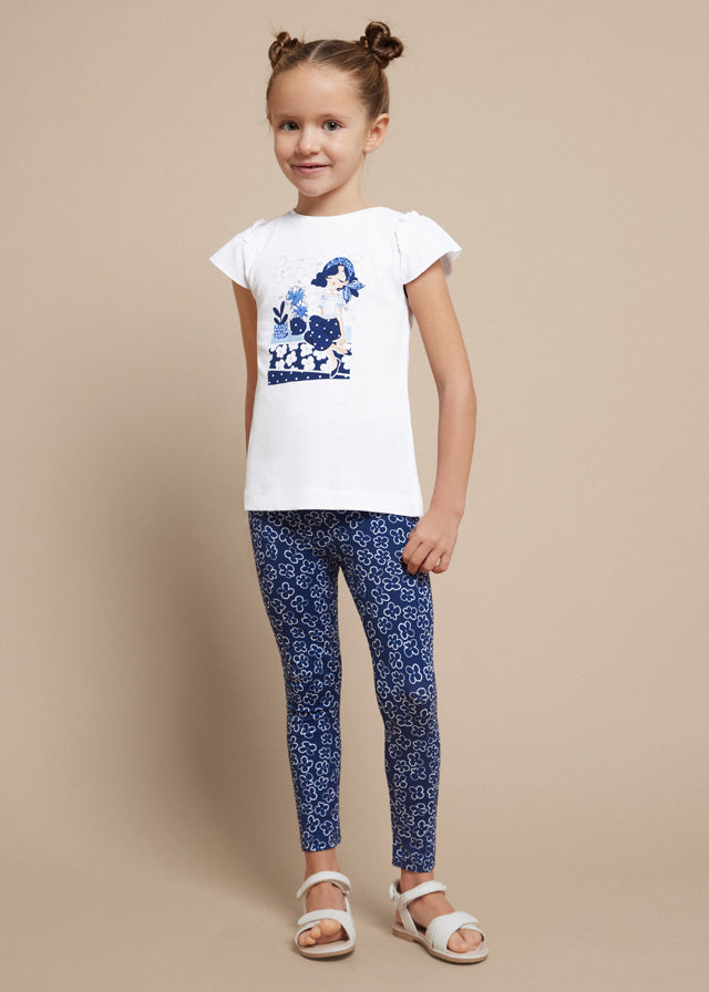 2 Leggings e Maglietta Fantasia Blu