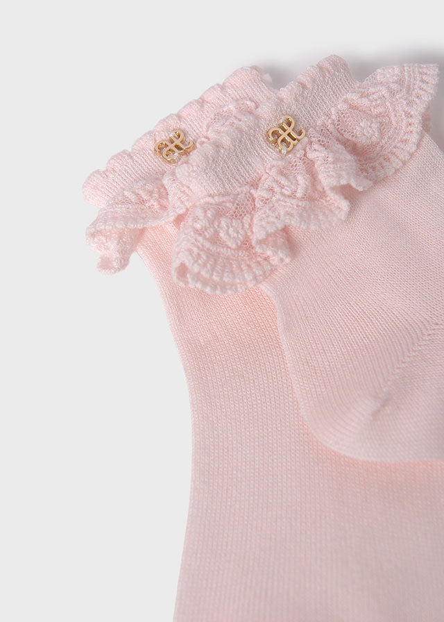 Calzini Con Pizzo Ricamato Rosa