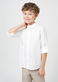 Camicia Elegante Bianca Collo Coreano