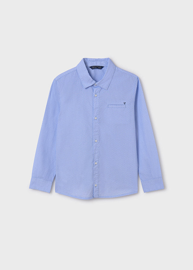 Camicia Elegante Azzurra Microstampe