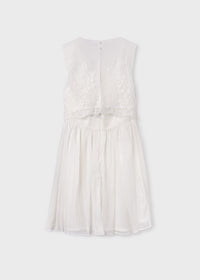 Vestito Bianco con Fiori Cuciti