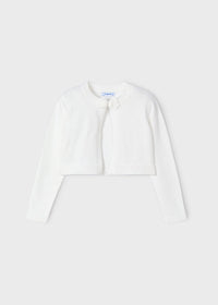 Cardigan Tricot Basico Girocollo Ecru