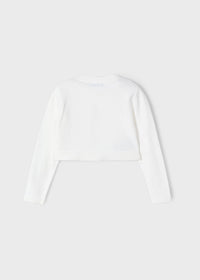 Cardigan Tricot Basico Girocollo Ecru