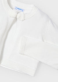 Cardigan Tricot Basico Girocollo Ecru