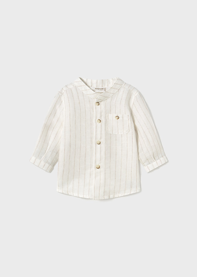Camicia Collo Coreano Bco-Lino
