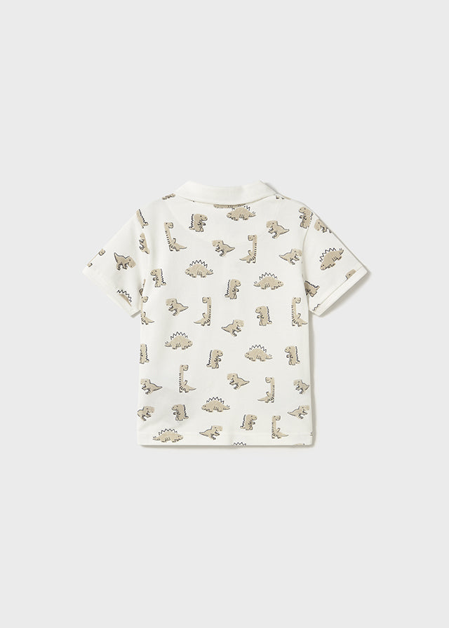 Polo Corta Stampata Panna