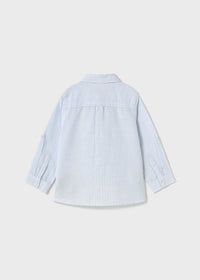 Maglietta Corta Lino Collo Azzurro